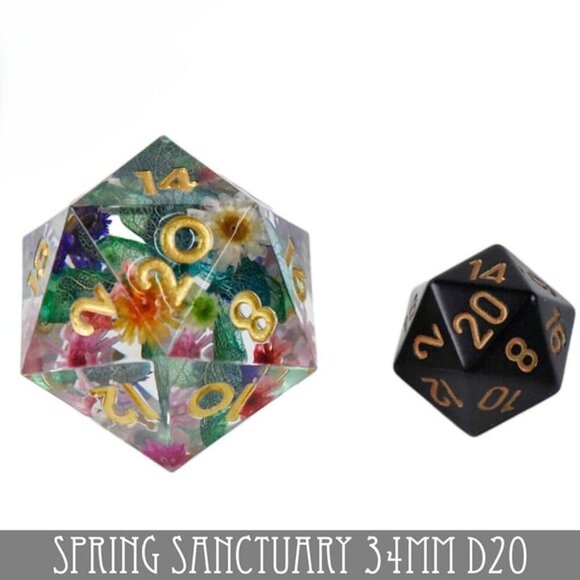 NEW - Single Dice‎ (Die) - Spring Sanctuary - 34mm D20 - Dungeons and Dragons - Picture 3 of 6